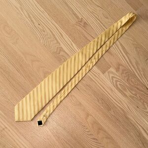 Pierre Cardin Classic Yellow Striped Men's 100% Silk Tie